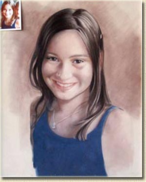 Portrait au pastel de jeune fille